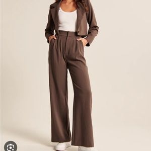 Abercrombie Tailored Wide Leg Pants Brown